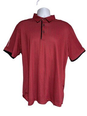 Galvin Green Mens Red Geometric Pattern Short Sleeve Golf Polo Shirt Size XL